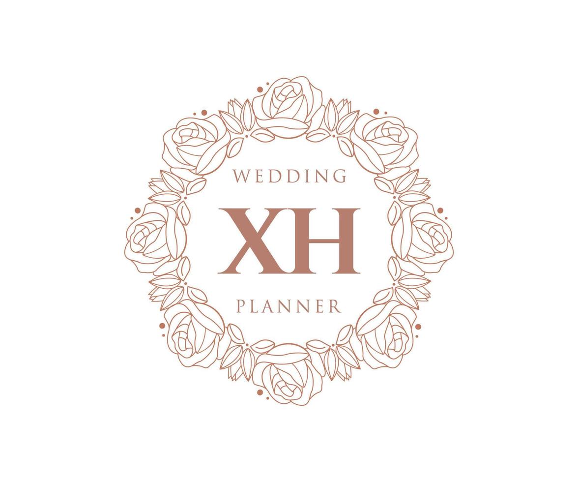 colección de logotipos de monograma de boda con letras iniciales xh, plantillas florales y minimalistas modernas dibujadas a mano para tarjetas de invitación, guardar la fecha, identidad elegante para restaurante, boutique, café en vector