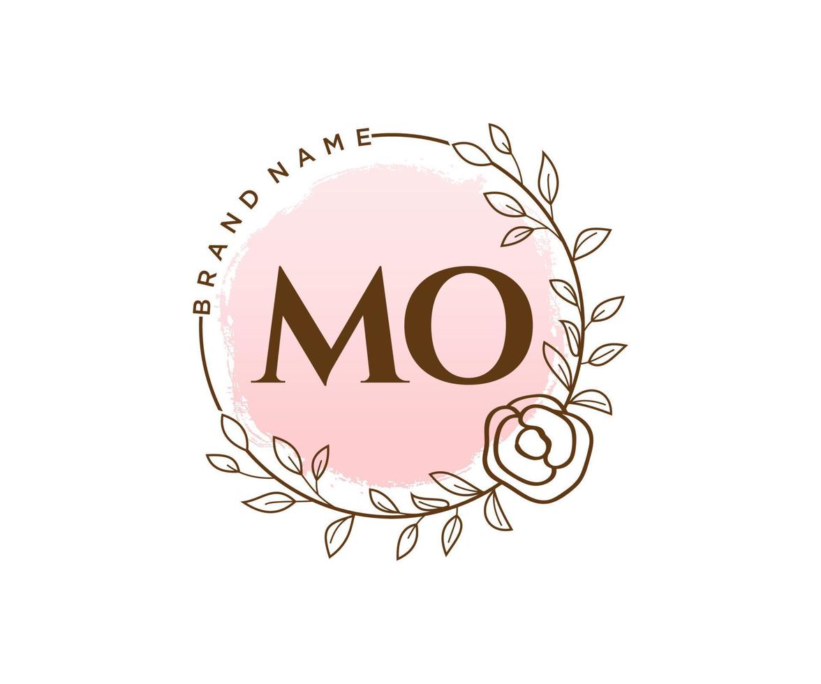 Initial MO feminine logo. Usable for Nature, Salon, Spa, Cosmetic and Beauty Logos. Flat Vector Logo Design Template Element.