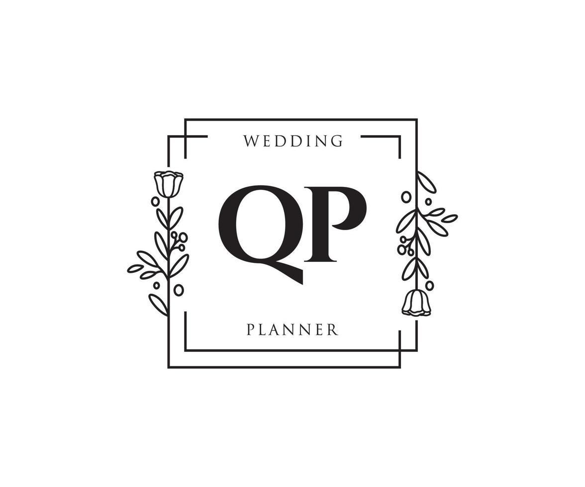 Initial QP feminine logo. Usable for Nature, Salon, Spa, Cosmetic and Beauty Logos. Flat Vector Logo Design Template Element.