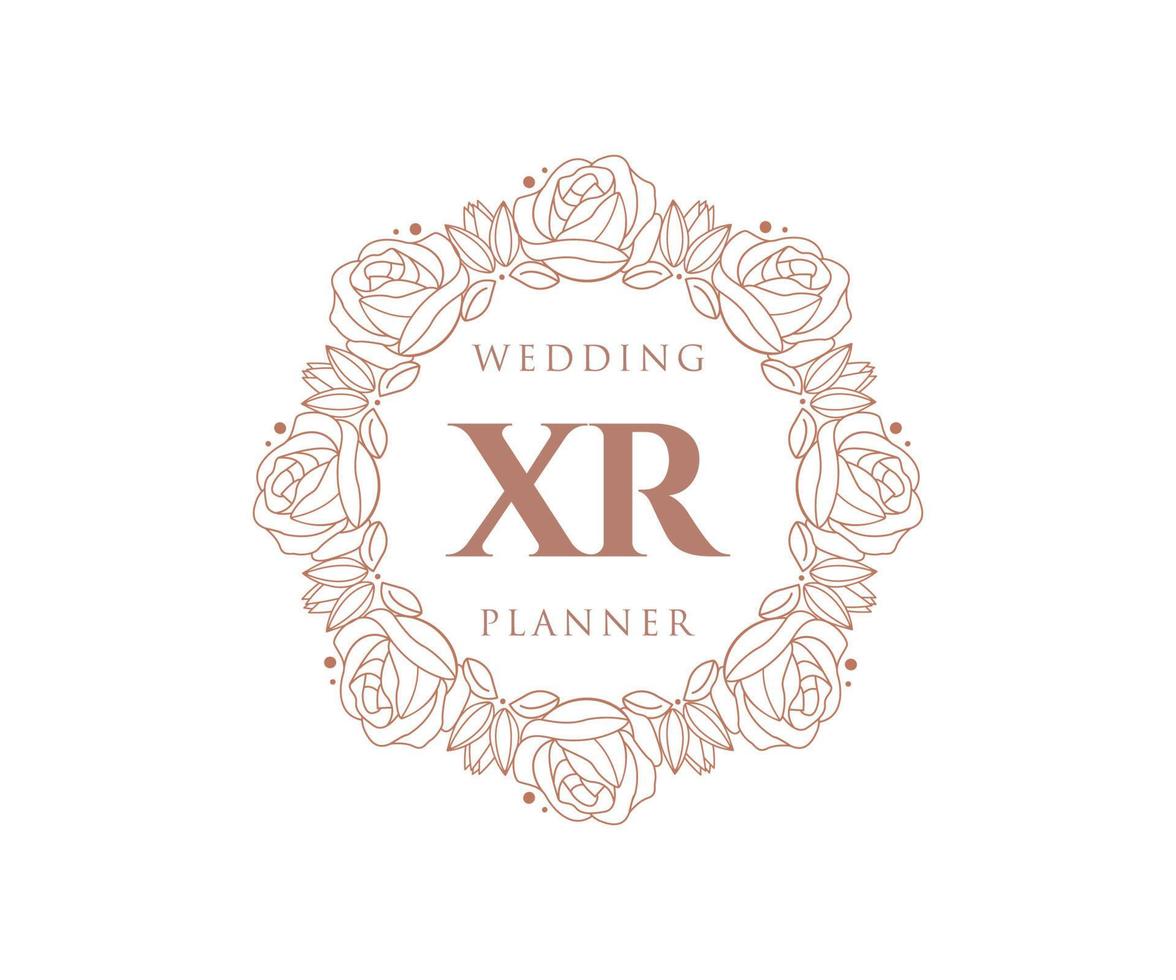 XR Initials letter Wedding monogram logos collection, hand drawn modern minimalistic and floral templates for Invitation cards, Save the Date, elegant identity for restaurant, boutique, cafe in vector