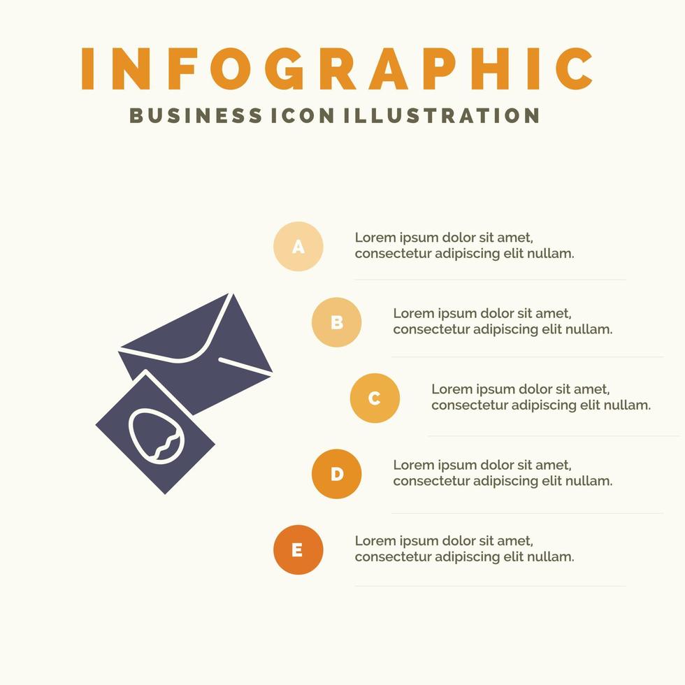 masaje correo huevo pascua sólido icono infografía 5 pasos presentación antecedentes vector