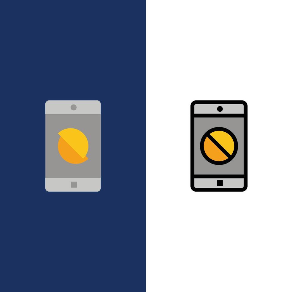 Disabled Application Disabled Mobile Mobile  Icons Flat and Line Filled Icon Set Vector Blue Background