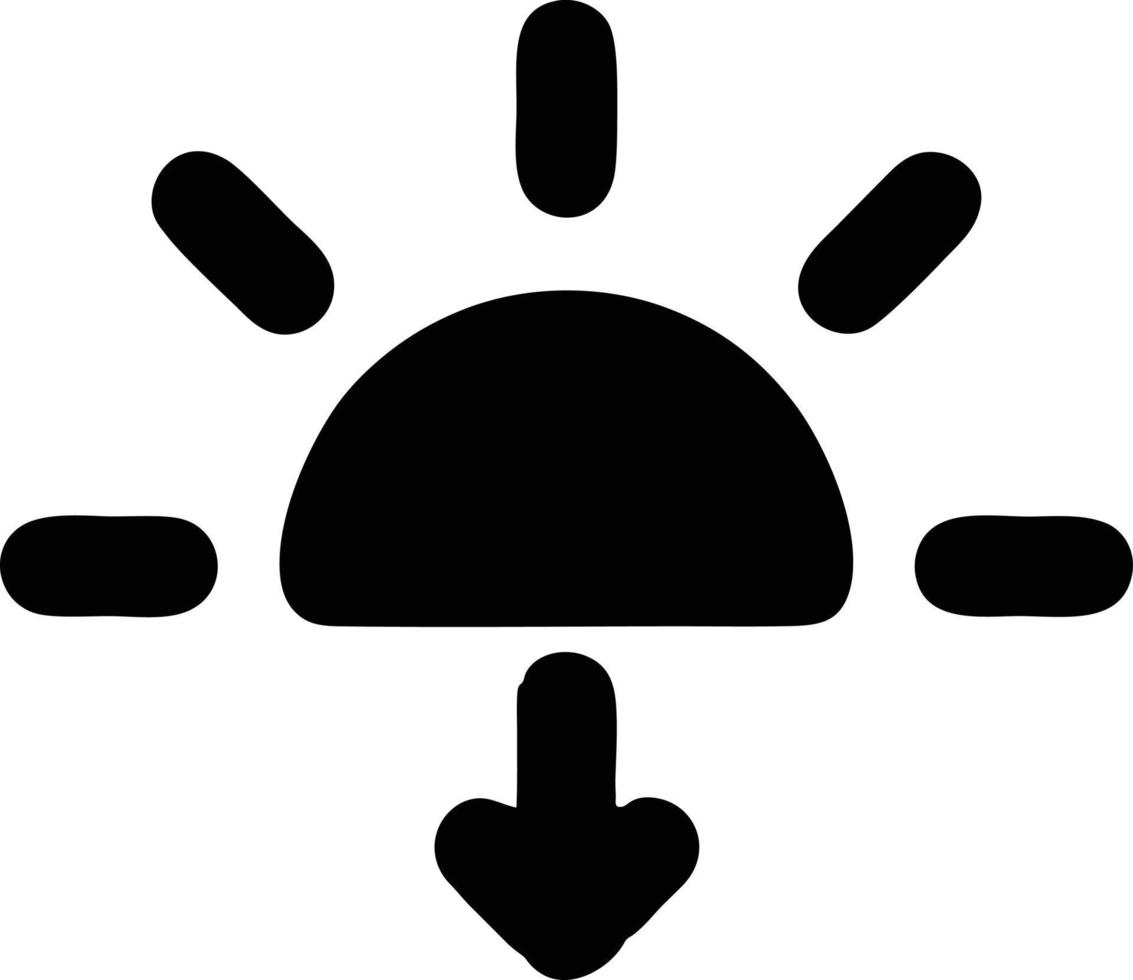 icono de sol en fondo blanco, ilustración del símbolo de icono de sol en negro sobre fondo blanco vector