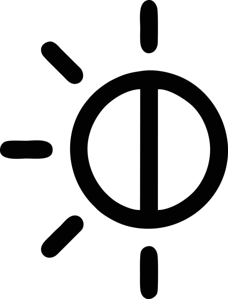 icono de sol en fondo blanco, ilustración del símbolo de icono de sol en negro sobre fondo blanco vector