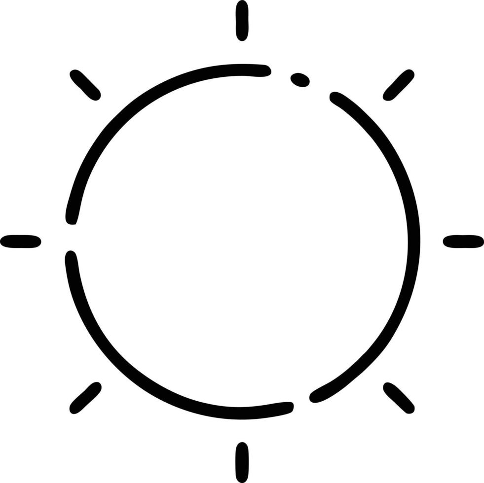 icono de sol en fondo blanco, ilustración del símbolo de icono de sol en negro sobre fondo blanco vector