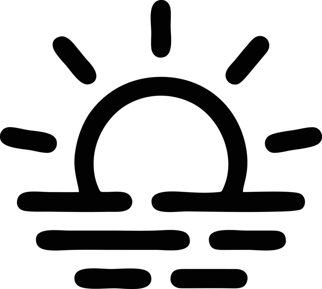 icono de sol en fondo blanco, ilustración del símbolo de icono de sol en negro sobre fondo blanco vector