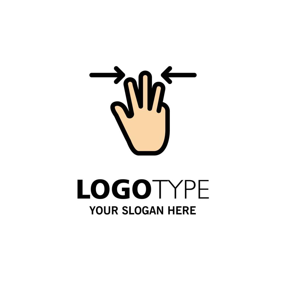 Gestures Hand Mobile Three Fingers Business Logo Template Flat Color vector