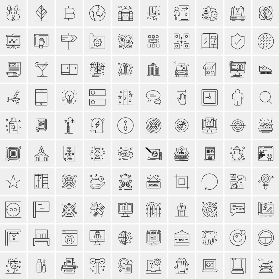 conjunto de 100 iconos de línea de negocios creativos vector