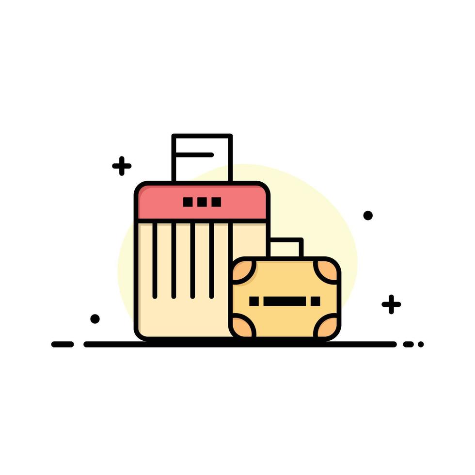 Luggage Bag Handbag Hotel  Business Flat Line Filled Icon Vector Banner Template