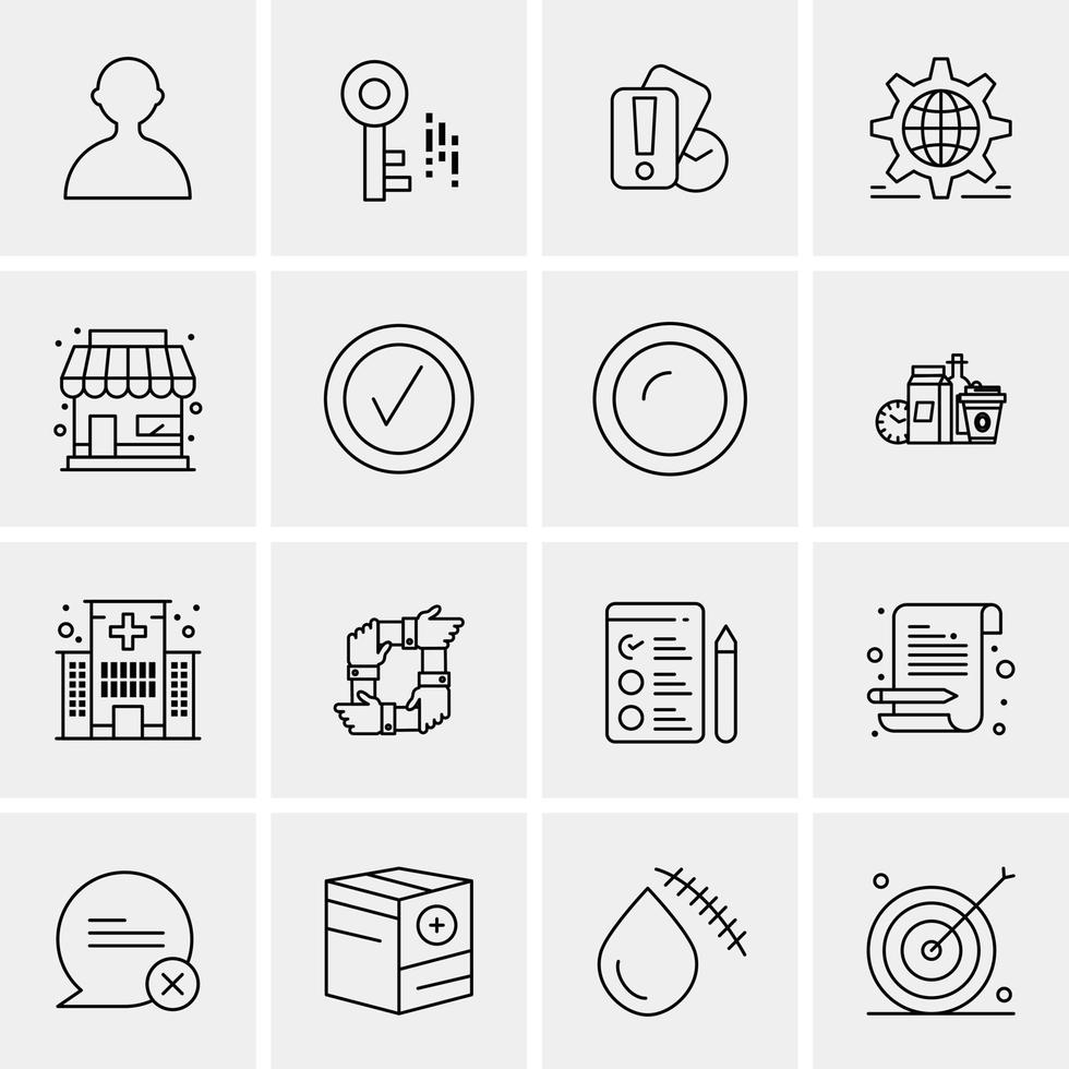 16 iconos universales de negocios vector ilustración de icono creativo para usar en proyectos relacionados con la web y dispositivos móviles