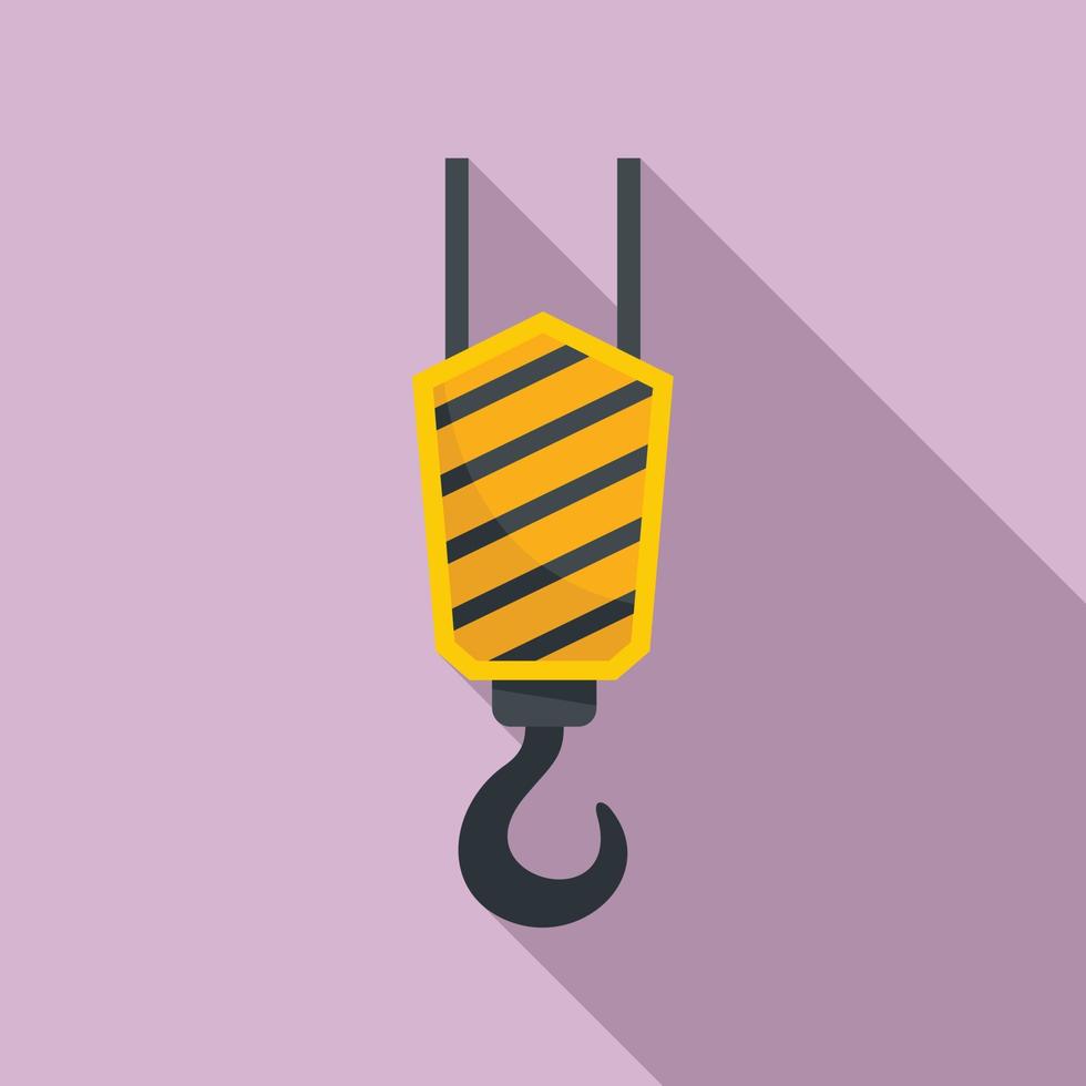 Crane hook icon, flat style vector