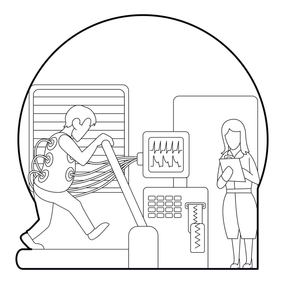 Medical testing person on treadmill concept vector