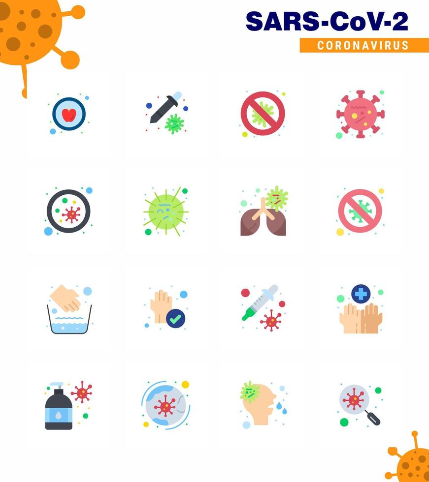 paquete de iconos de epidemia de coronavirus de 16 colores planos chupar como virus de protección de vida de bacteria virus coronavirus viral 2019nov elementos de diseño de vector de enfermedad