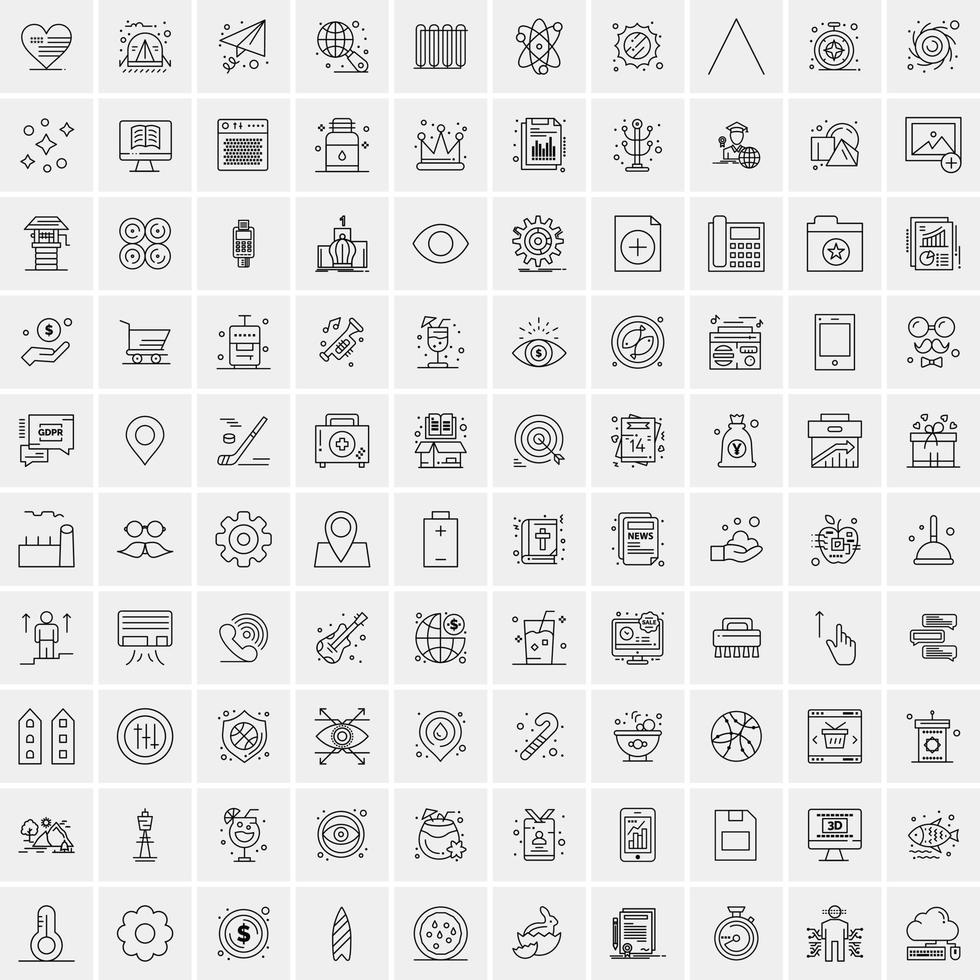 conjunto de 100 iconos de línea de negocios creativos vector