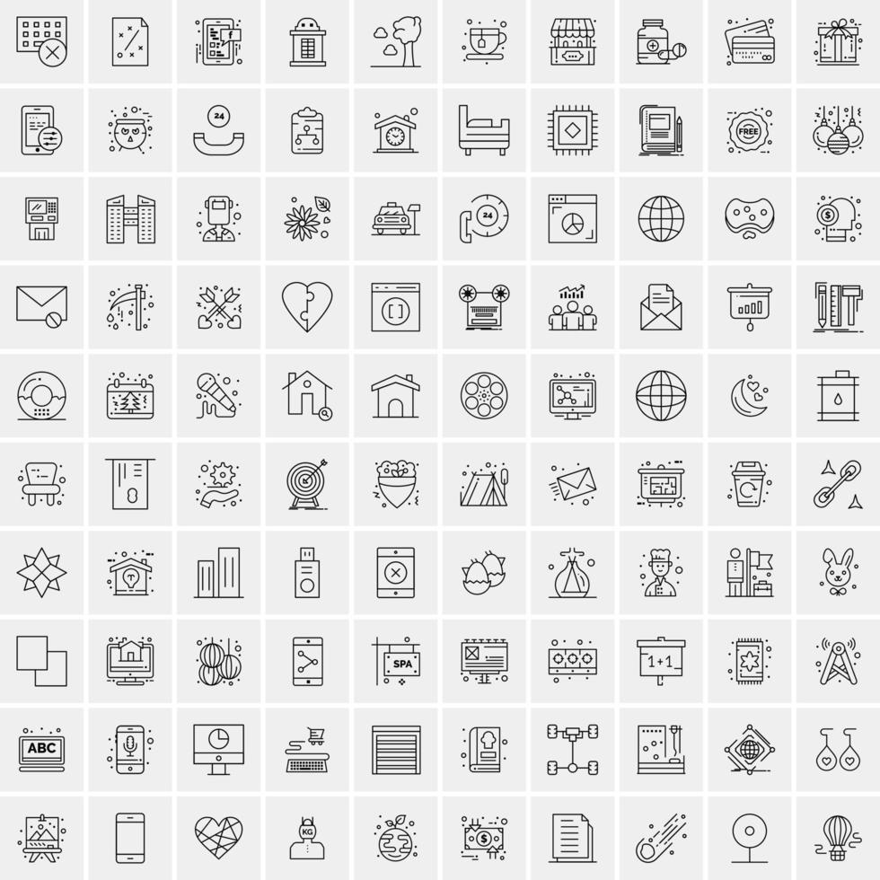 conjunto de 100 iconos de línea de negocios creativos vector