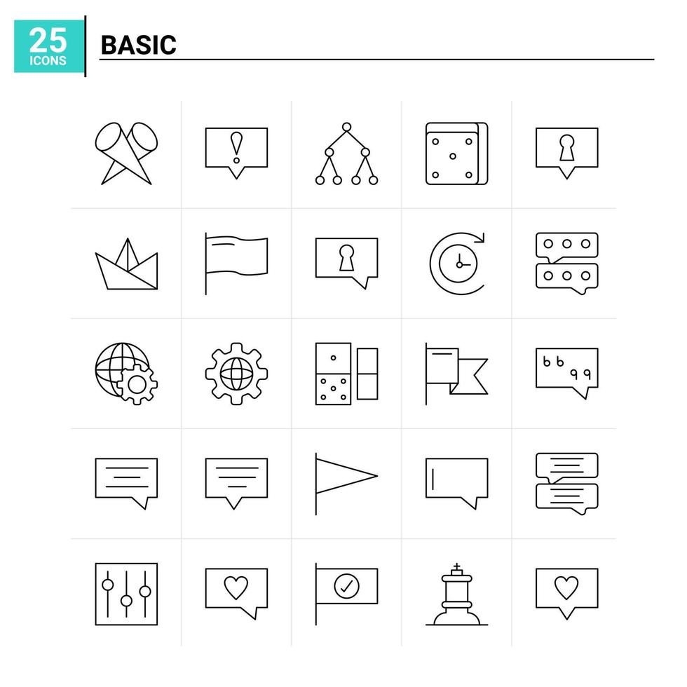 25 Basic icon set vector background