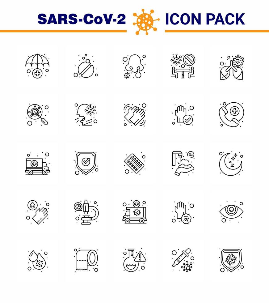 25 line Corona Virus pandemic vector illustrations lung bronchitis disease team conference viral coronavirus 2019nov disease Vector Design Elements