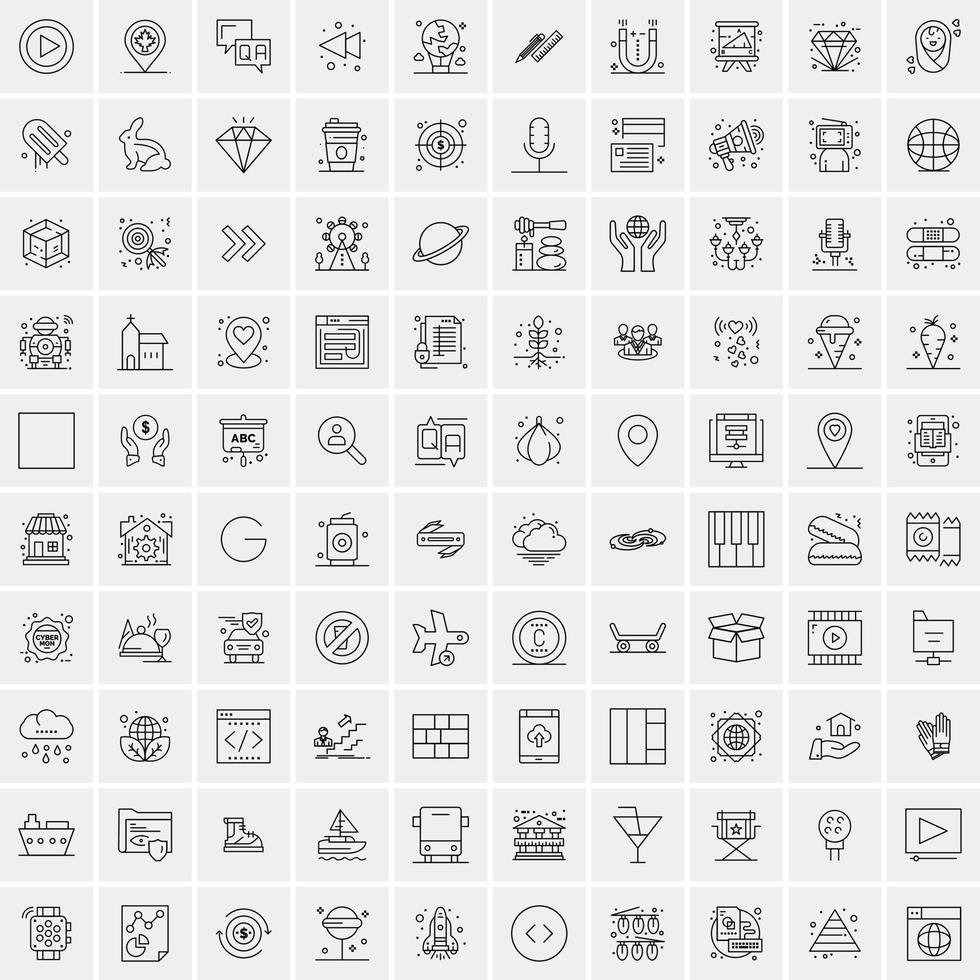 Set of 100 Creative Business Line Icons vector