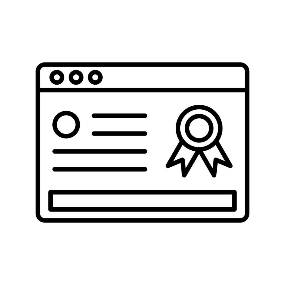 icono de vector de certificado en línea