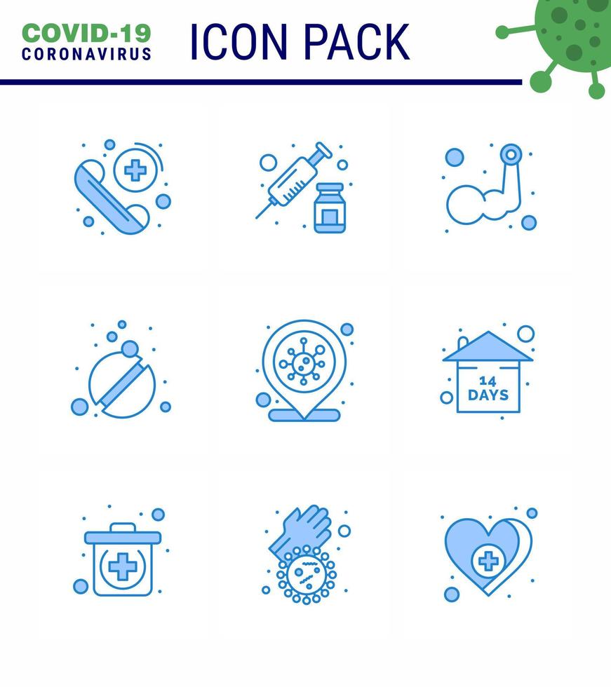 icono de conciencia de coronavirus 9 iconos azules icono incluido tabletas de brazo de cuidado de coronavirus medicina coronavirus viral 2019nov elementos de diseño de vector de enfermedad
