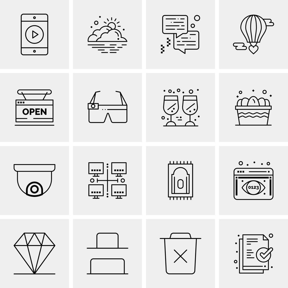 16 iconos universales de negocios vector ilustración de icono creativo para usar en proyectos relacionados con la web y dispositivos móviles