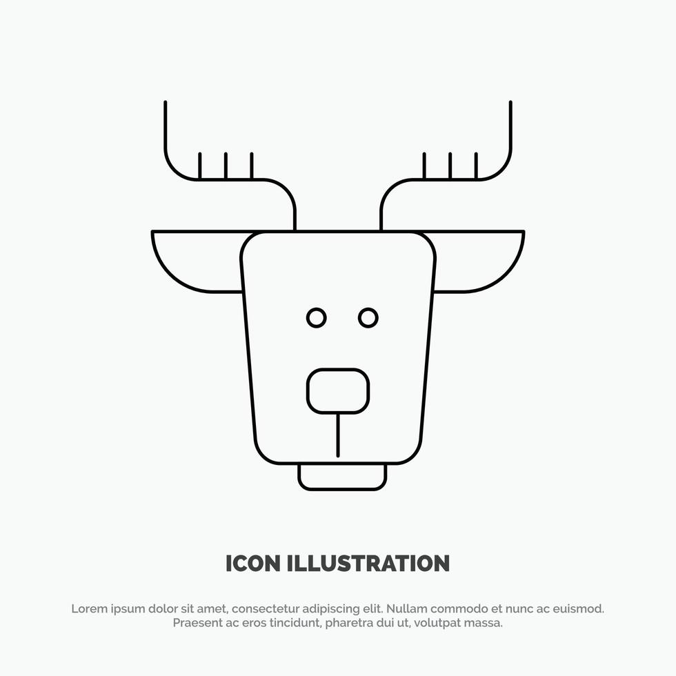 Alpine Arctic Canada Reindeer Line Icon Vector