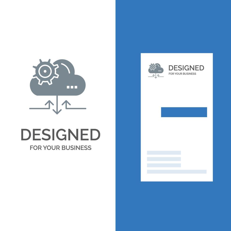 Cloud Setting Gear Arrow Grey Logo Design and Business Card Template vector