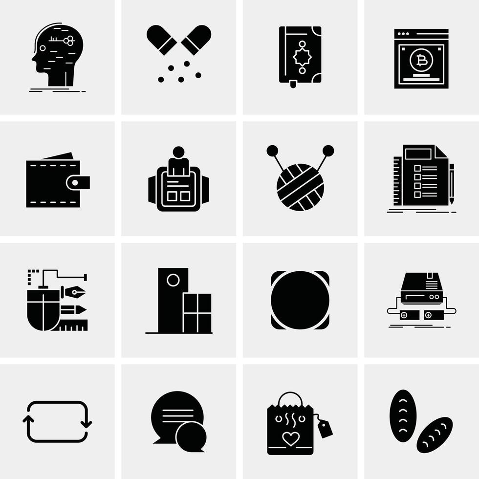 16 iconos universales de negocios vector ilustración de icono creativo para usar en proyectos relacionados con la web y dispositivos móviles