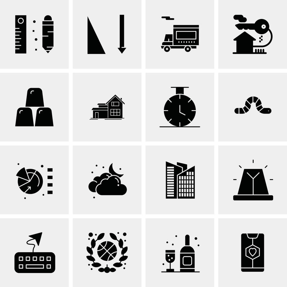 16 iconos universales de negocios vector ilustración de icono creativo para usar en proyectos relacionados con la web y dispositivos móviles