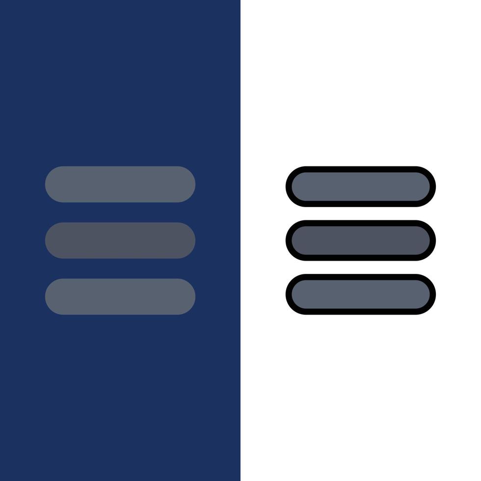 lista de iconos de texto de tarea plano y conjunto de iconos llenos de línea vector fondo azul