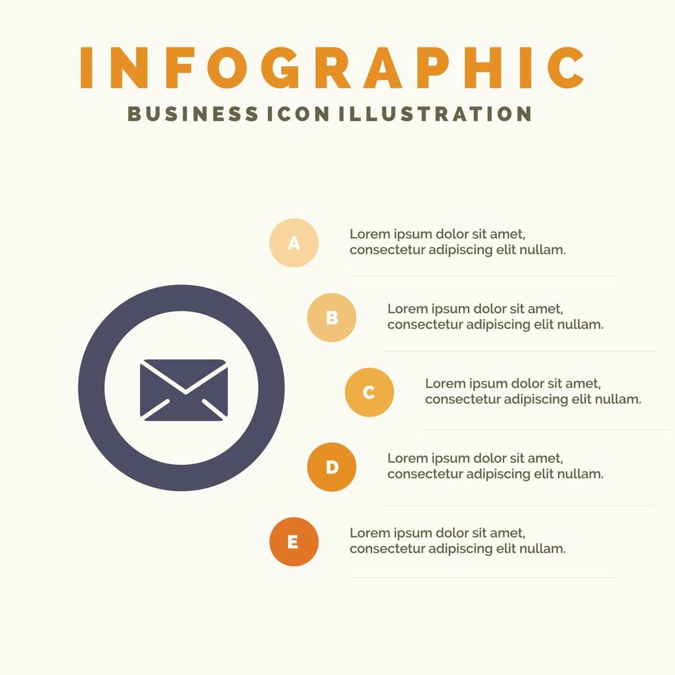 soporte de mensajes de chat mensaje de texto escribiendo icono sólido infografía 5 pasos fondo de presentación vector