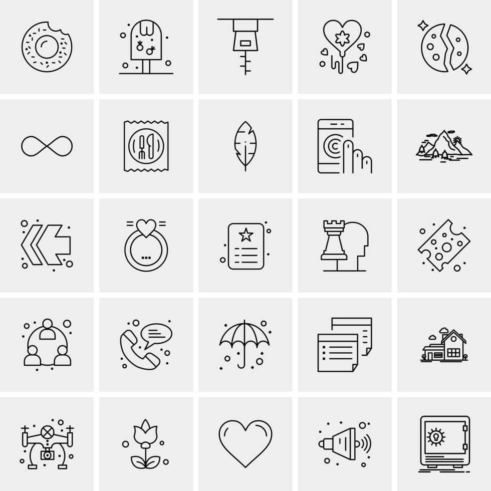 25 iconos de negocios universales vector ilustración de icono creativo para usar en proyectos relacionados con la web y dispositivos móviles