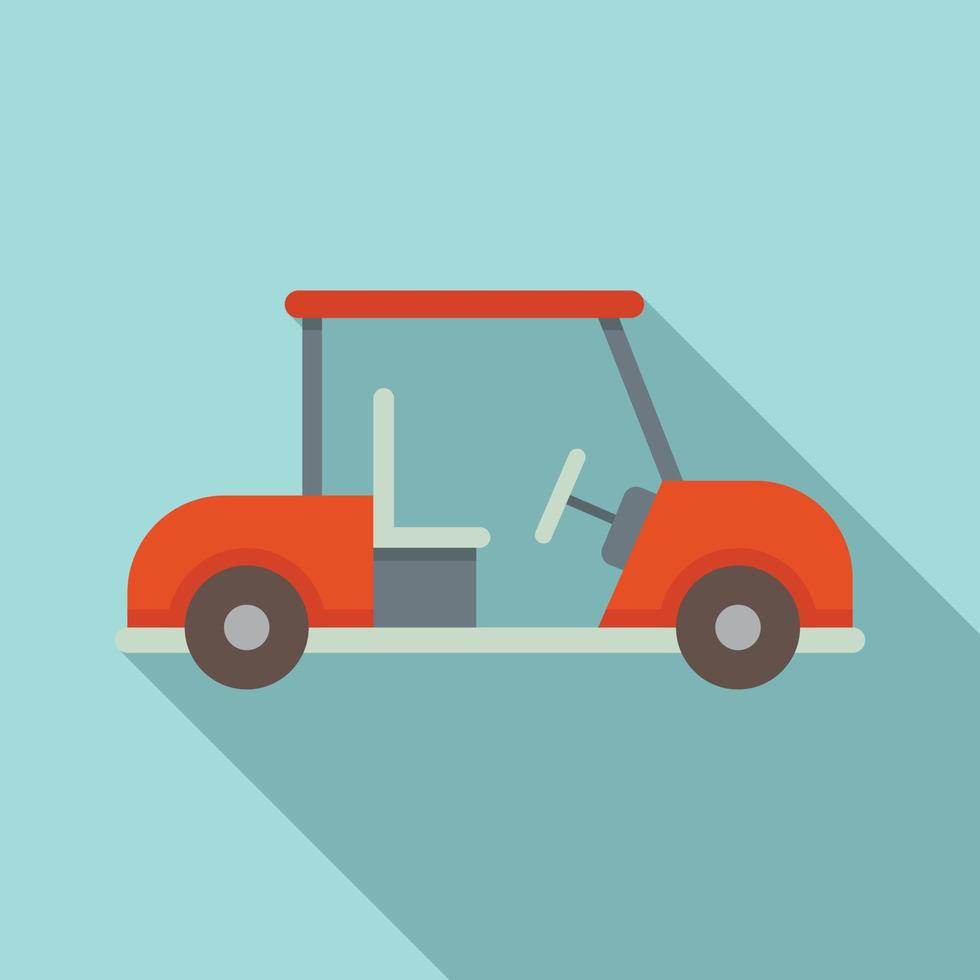 Golf cart car icon, flat style vector