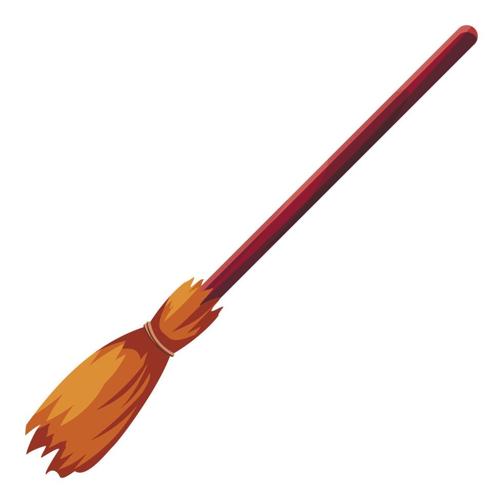 Broom icon, cartoon style vector