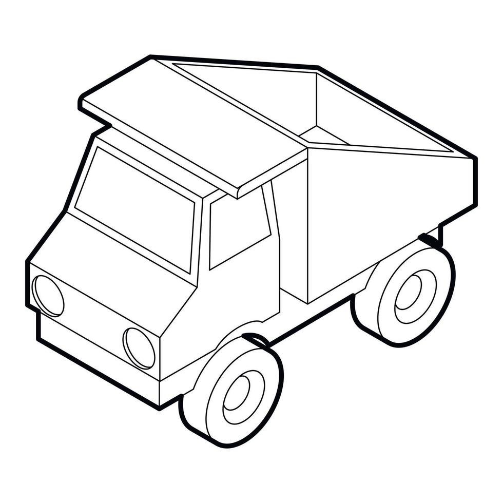 Toy truck icon, outline style vector