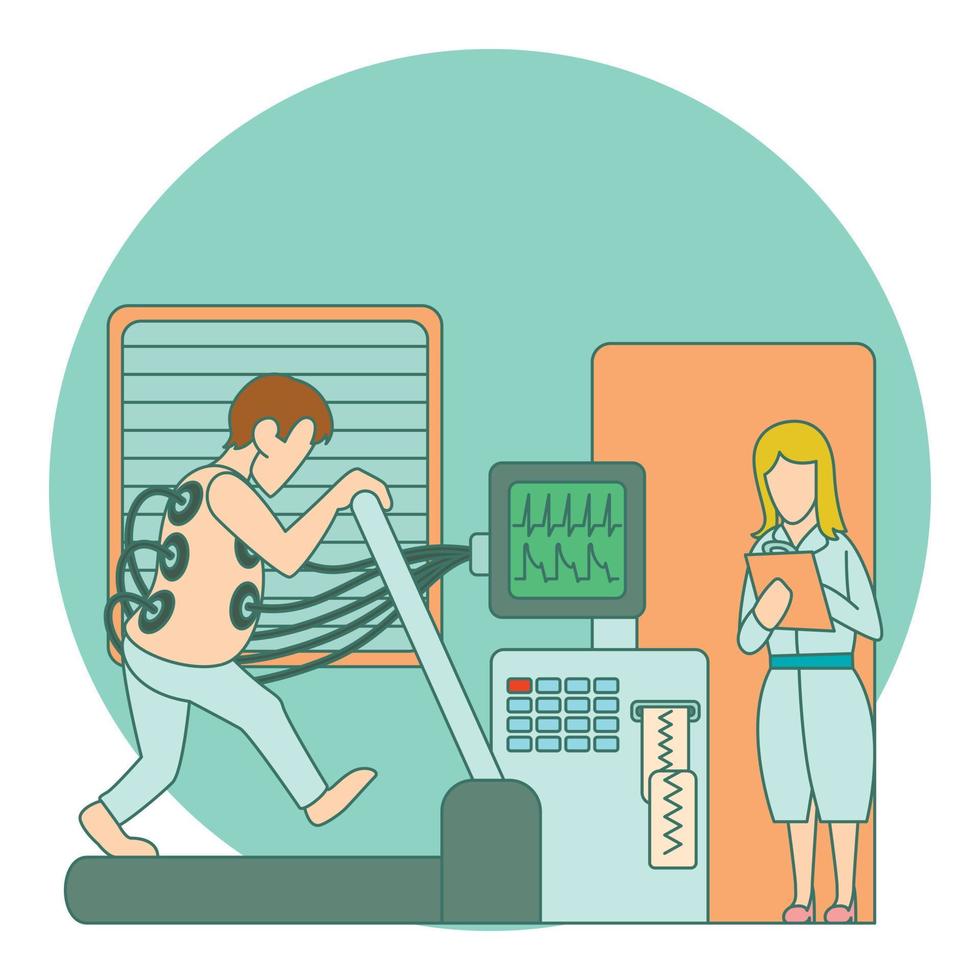 Medical testing person on treadmill concept vector