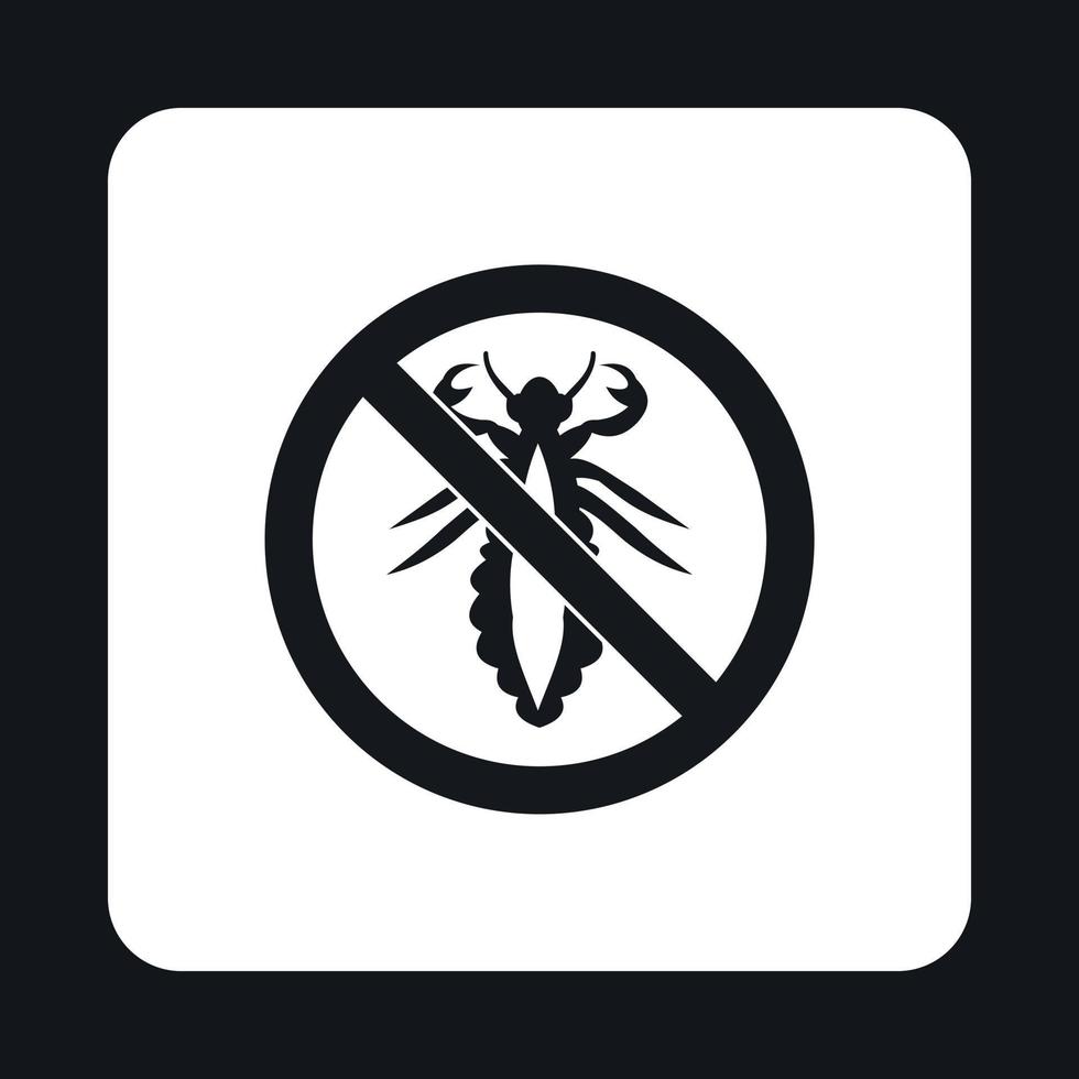 Prohibition sign insects icon, simple style vector