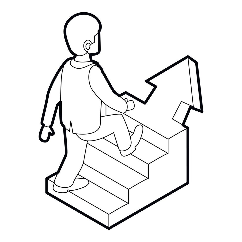Businessman running up career ladder icon vector