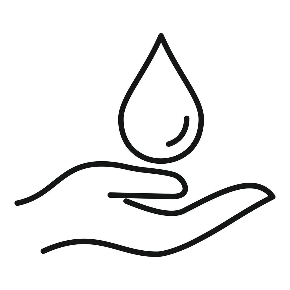 Essential oils hand drop icon, outline style vector