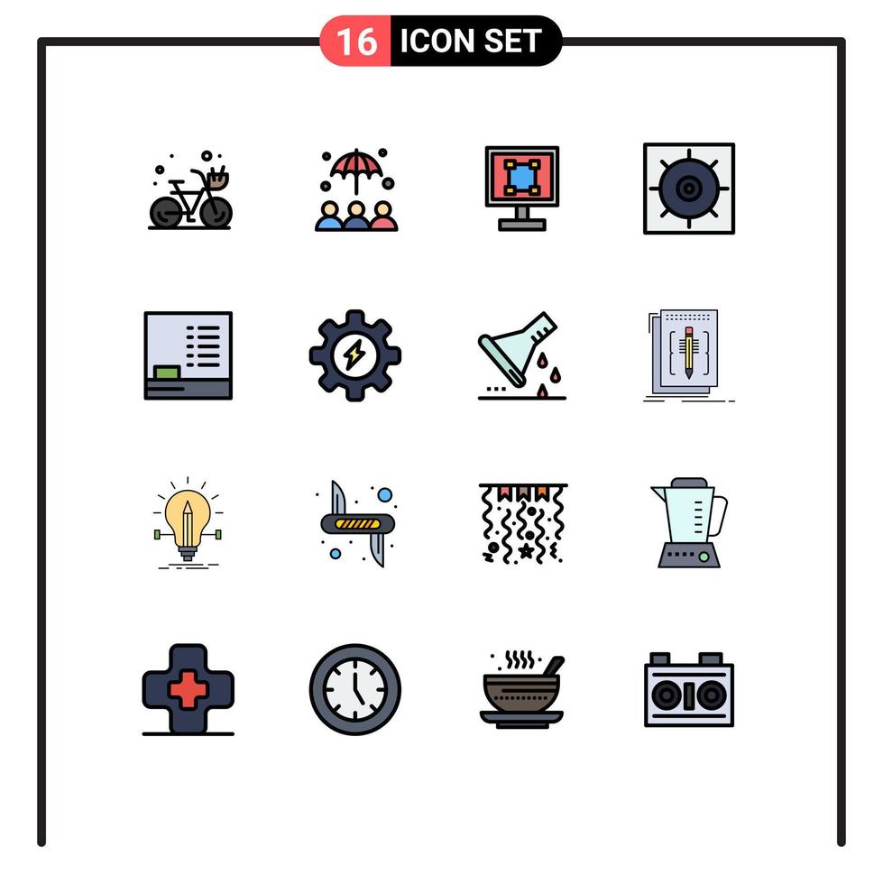 Flat Color Filled Line Pack of 16 Universal Symbols of  blackboard graphics preferences control Editable Creative Vector Design Elements