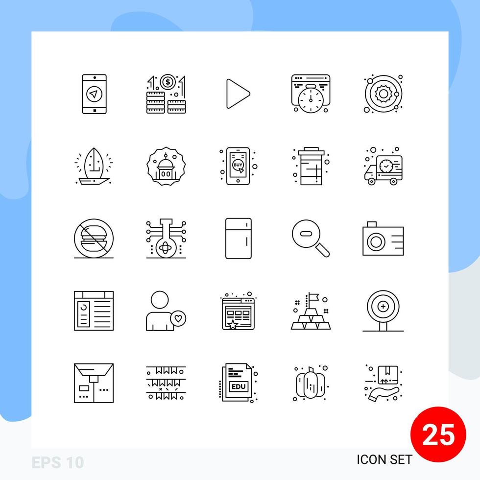 paquete de interfaz de usuario de 25 líneas básicas de desarrollo de tiempo de control de astronomía estelar elementos de diseño vectorial editables vector