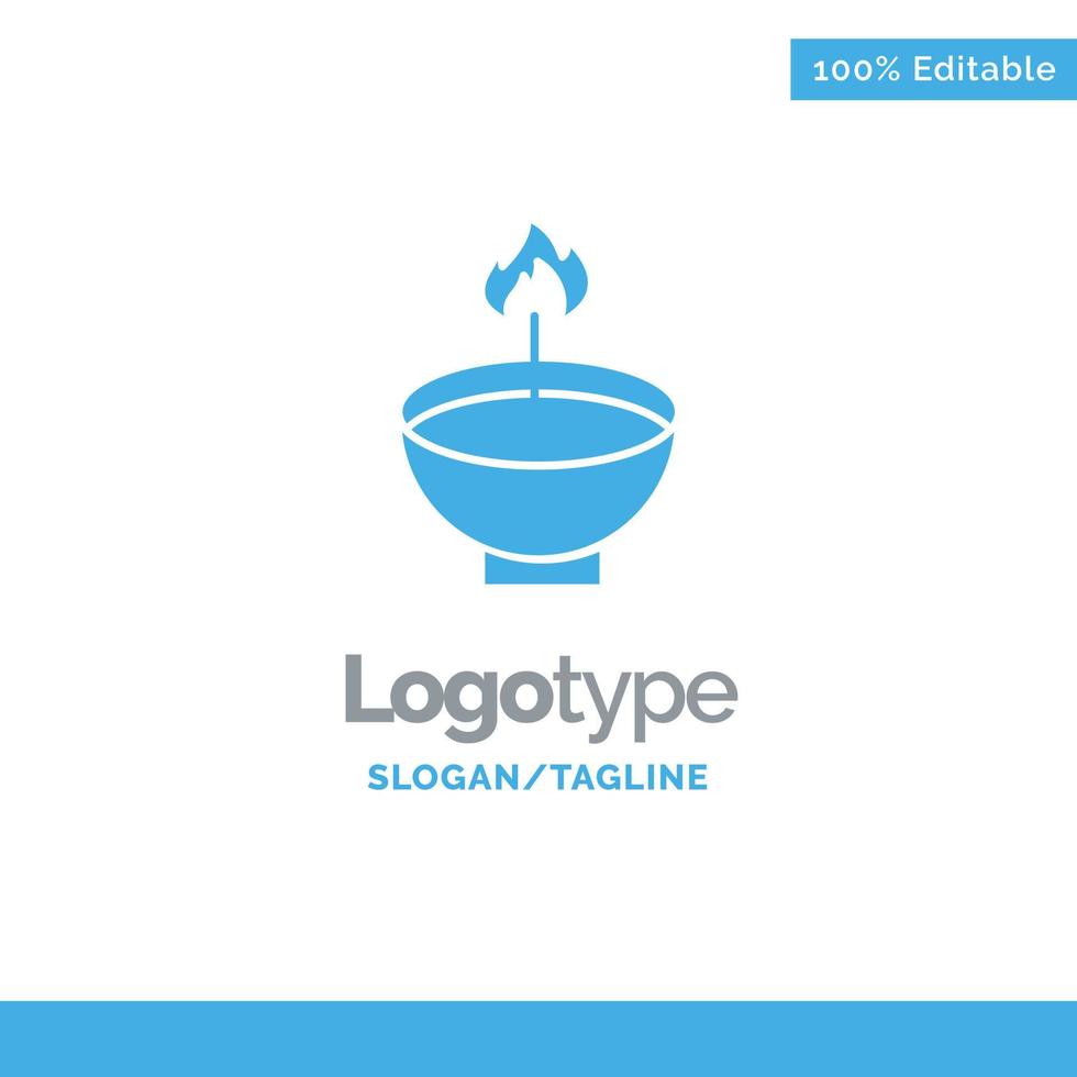 celebrar deepam deepavali diwali festival lámpara azul claro plantilla de logotipo sólido lugar para el eslogan vector