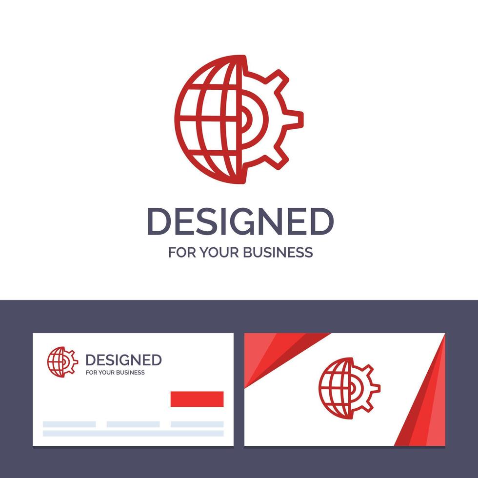 Creative Business Card and Logo template Gear Globe Setting Business Vector Illustration