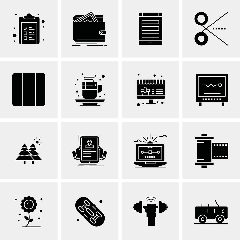 16 iconos universales de negocios vector ilustración de icono creativo para usar en proyectos relacionados con la web y dispositivos móviles