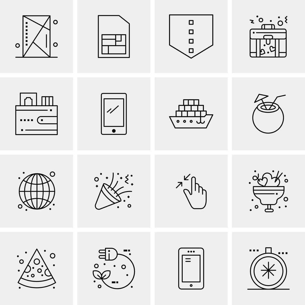 16 iconos universales de negocios vector ilustración de icono creativo para usar en proyectos relacionados con la web y dispositivos móviles