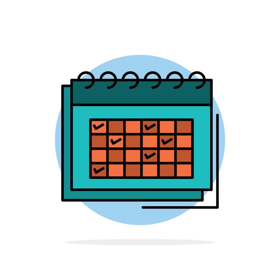 calendario negocio fecha evento planificación programa horario resumen círculo fondo plano color icono vector