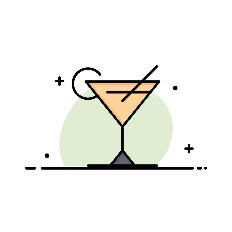 Cocktail Juice Lemon Business Logo Template Flat Color vector