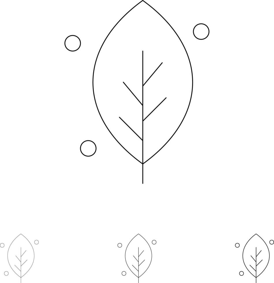 Ecology Leaf Nature Spring Bold and thin black line icon set vector