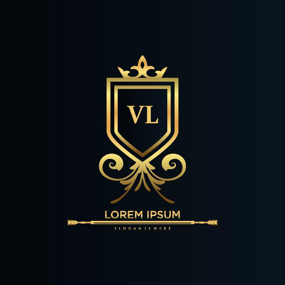 VL Letter Initial with Royal Template.elegant with crown logo vector, Creative Lettering Logo Vector Illustration.