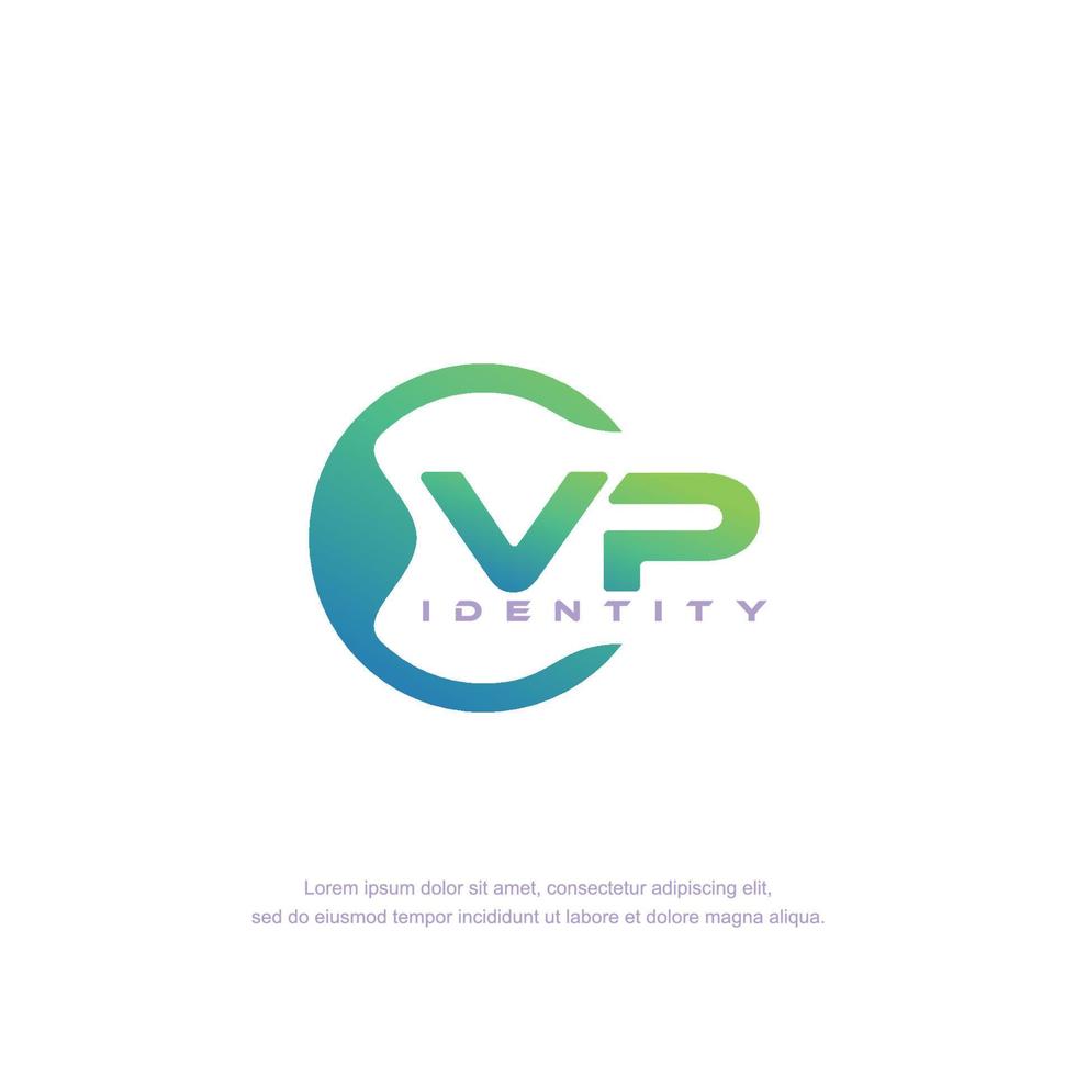 vector de plantilla de logotipo de línea circular de letra inicial vp con mezcla de color degradado